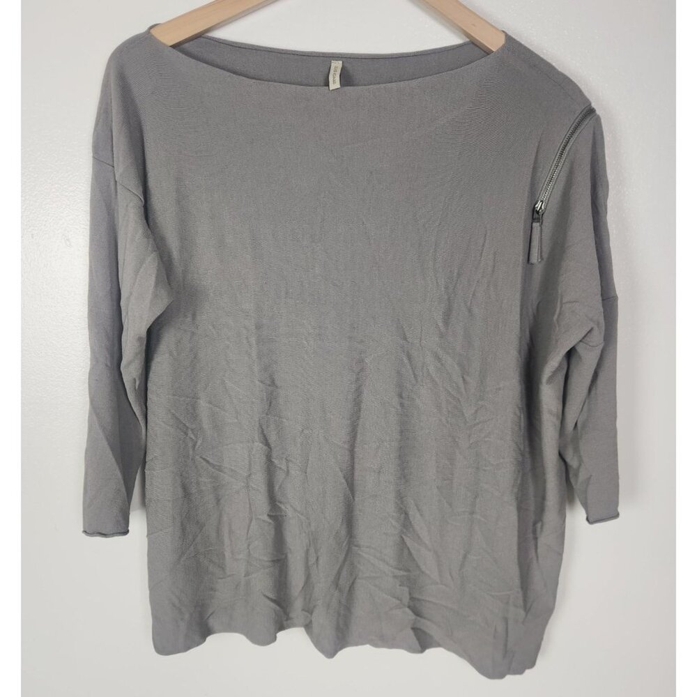 Annette Gortz Women's Sz. XL Grey Boat Neck 3/4 Sleeve Top